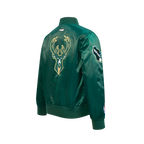 NBA MILWAUKEE BUCKS CLASSIC BLOUSON EN SATIN POUR GARÇON JUNIOR (VERT FORÊT)
