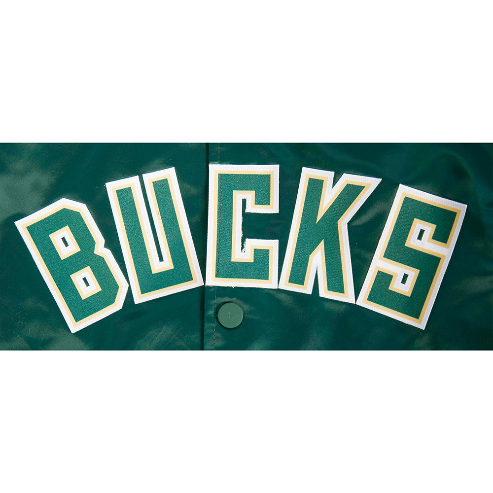 NBA MILWAUKEE BUCKS CLASSIC BLOUSON EN SATIN POUR GARÇON JUNIOR (VERT FORÊT)