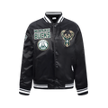 NBA MILWAUKEE BUCKS RETRO CLASSIC BIG BOY'S RIB SATIN JACKET (BLACK)