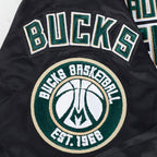 NBA MILWAUKEE BUCKS RETRO CLASSIC BIG BOY'S RIB SATIN JACKET (BLACK)
