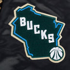 NBA MILWAUKEE BUCKS RETRO CLASSIC BIG BOY'S RIB SATIN JACKET (BLACK)