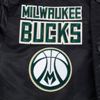 NBA MILWAUKEE BUCKS RETRO CLASSIC BIG BOY'S RIB SATIN JACKET (BLACK)