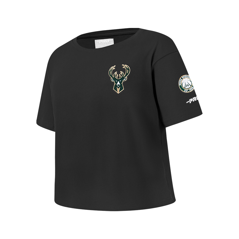NBA MILWAUKEE BUCKS CLASSIC BIG GIRLS SHORT SLEEVE BOXY TEE (BLACK)