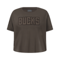 NBA MILWAUKEE BUCKS NEUTRAL T-SHIRT À MANCHES COURTES ET À COUPE CARRÉE POUR FILLE JUNIOR (TAUPE FONCÉ)