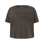NBA MILWAUKEE BUCKS NEUTRAL T-SHIRT À MANCHES COURTES ET À COUPE CARRÉE POUR FILLE JUNIOR (TAUPE FONCÉ)