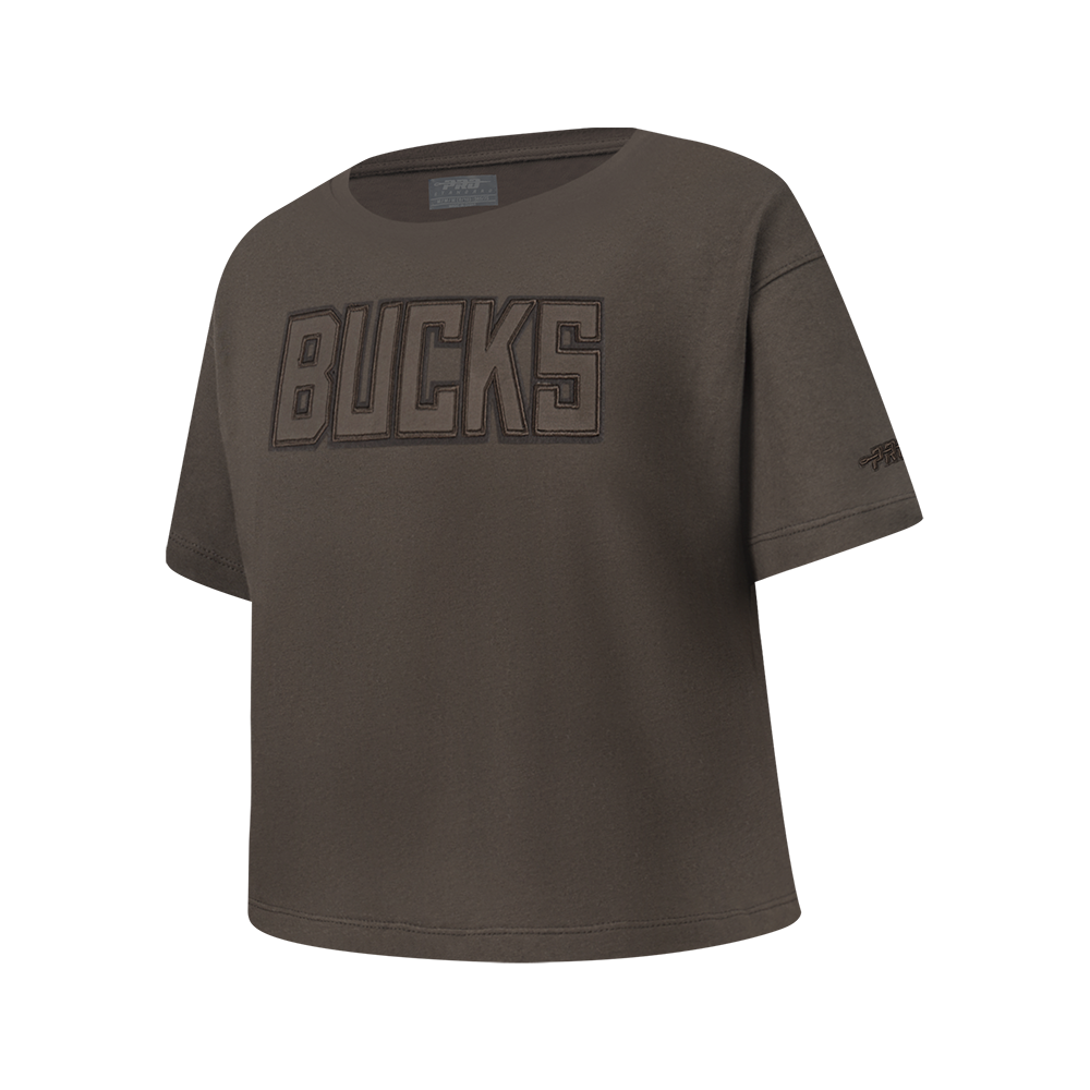 NBA MILWAUKEE BUCKS NEUTRAL T-SHIRT À MANCHES COURTES ET À COUPE CARRÉE POUR FILLE JUNIOR (TAUPE FONCÉ)