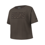 NBA MILWAUKEE BUCKS NEUTRAL T-SHIRT À MANCHES COURTES ET À COUPE CARRÉE POUR FILLE JUNIOR (TAUPE FONCÉ)