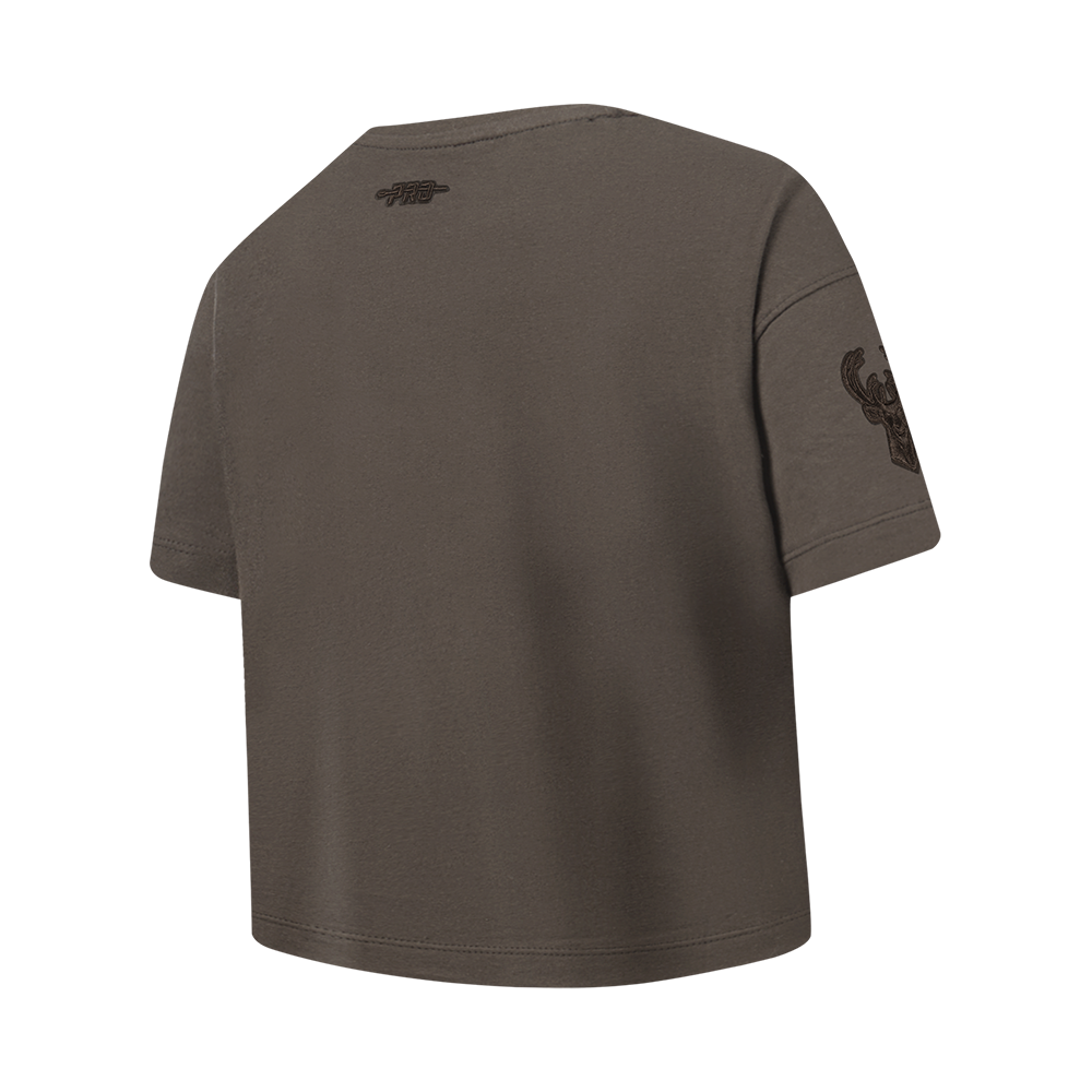 NBA MILWAUKEE BUCKS NEUTRAL T-SHIRT À MANCHES COURTES ET À COUPE CARRÉE POUR FILLE JUNIOR (TAUPE FONCÉ)