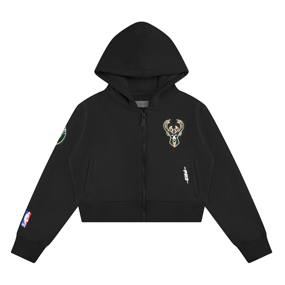 NBA MILWAUKEE BUCKS CLASSIC CHANDAIL À CAPUCHON EN MOLLETON À GLISSIÈRE POUR FILLE JUNIOR (NOIR)