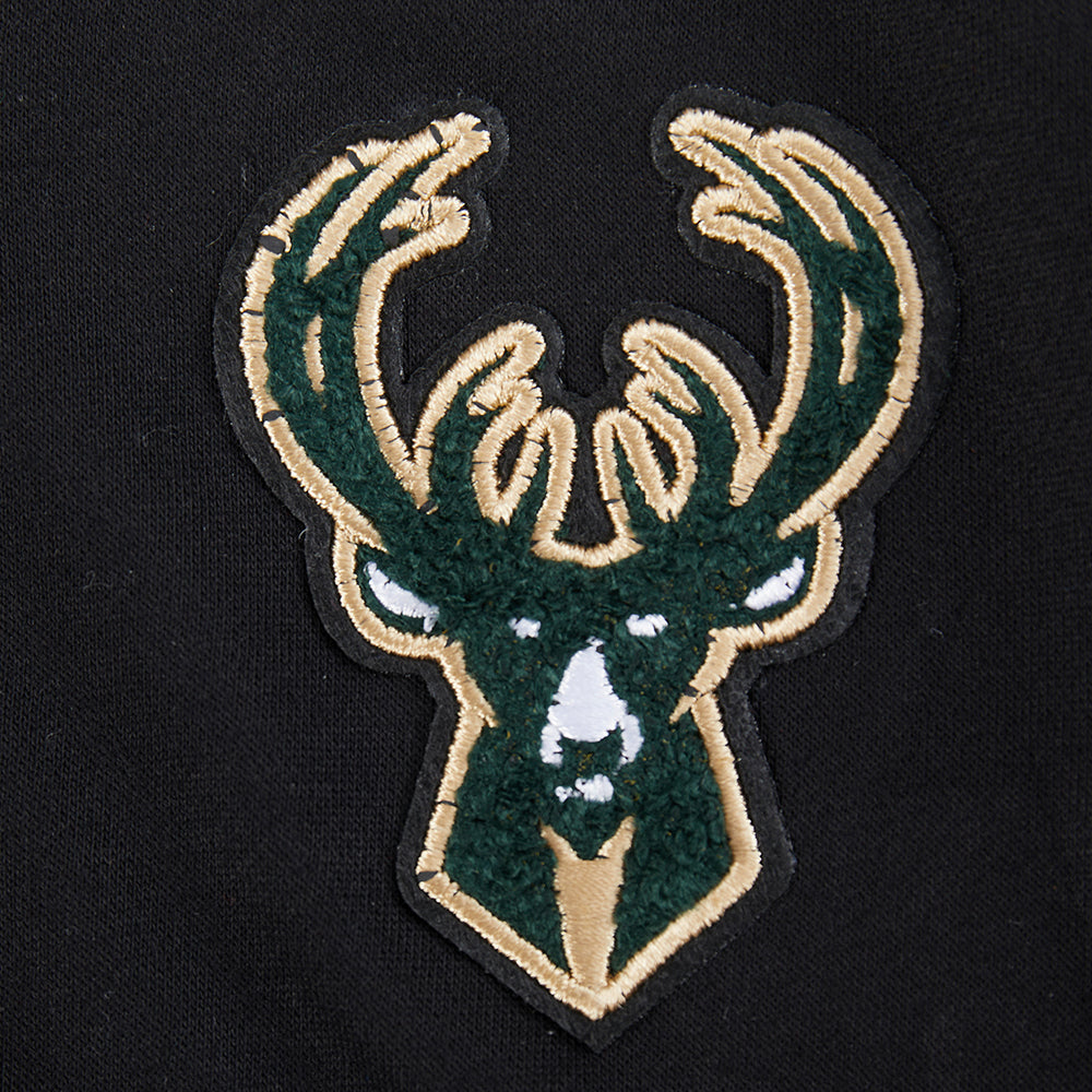 NBA MILWAUKEE BUCKS CLASSIC CHANDAIL À CAPUCHON EN MOLLETON À GLISSIÈRE POUR FILLE JUNIOR (NOIR)
