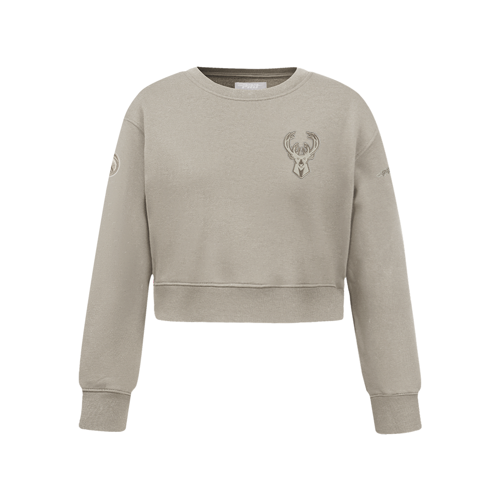 NBA MILWAUKEE BUCKS NEUTRAL CHANDAIL À COL ROND EN MOLLETON POUR FILLE JUNIOR (TAUPE)
