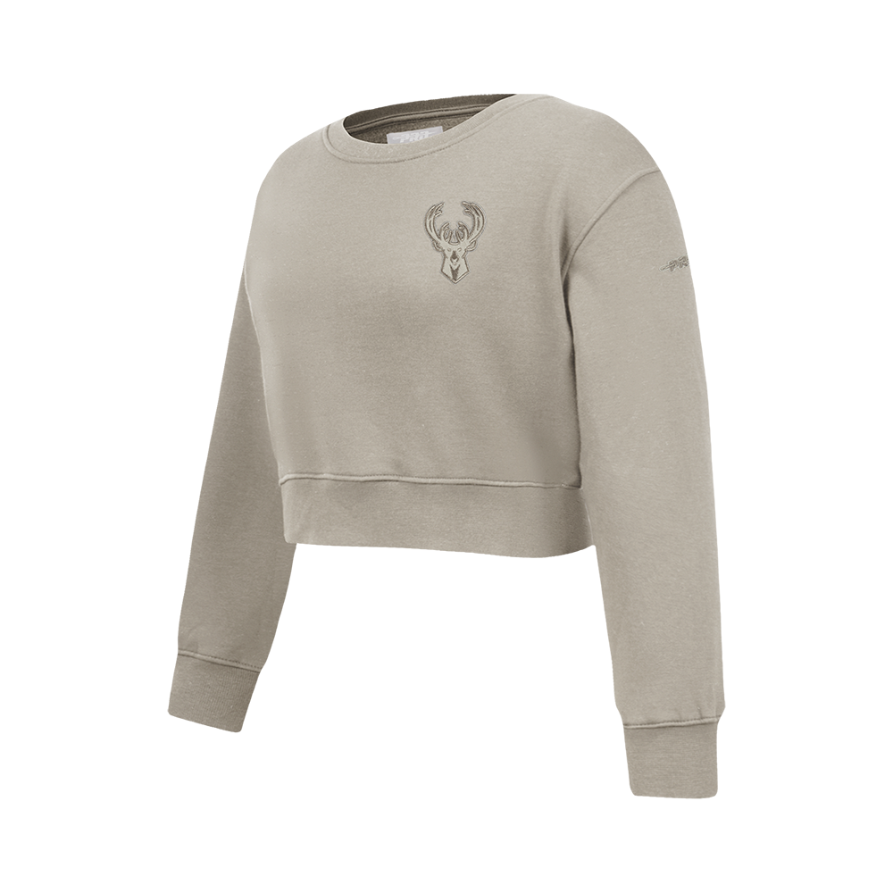 NBA MILWAUKEE BUCKS NEUTRAL CHANDAIL À COL ROND EN MOLLETON POUR FILLE JUNIOR (TAUPE)
