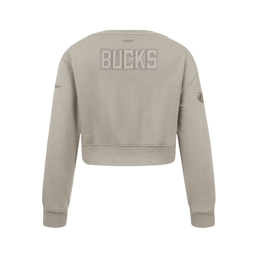 NBA MILWAUKEE BUCKS NEUTRAL CHANDAIL À COL ROND EN MOLLETON POUR FILLE JUNIOR (TAUPE)