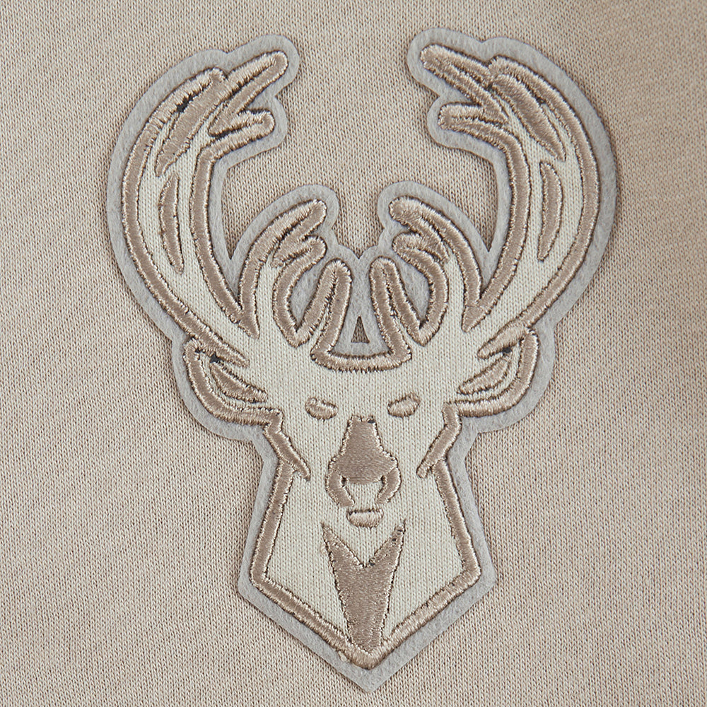 NBA MILWAUKEE BUCKS NEUTRAL CHANDAIL À COL ROND EN MOLLETON POUR FILLE JUNIOR (TAUPE)