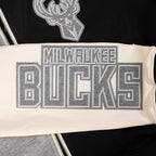 NBA MILWAUKEE BUCKS REVERSE FRENCH TERRY WOMEN'S COLOR BLOCK FLEECE FULL ZIP HOODIE (BLACK/GRAY/EGGSHELL)