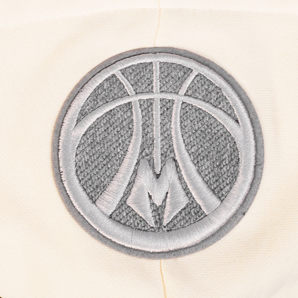 NBA MILWAUKEE BUCKS REVERSE FRENCH TERRY WOMEN'S COLOR BLOCK FLEECE FULL ZIP HOODIE (BLACK/GRAY/EGGSHELL)