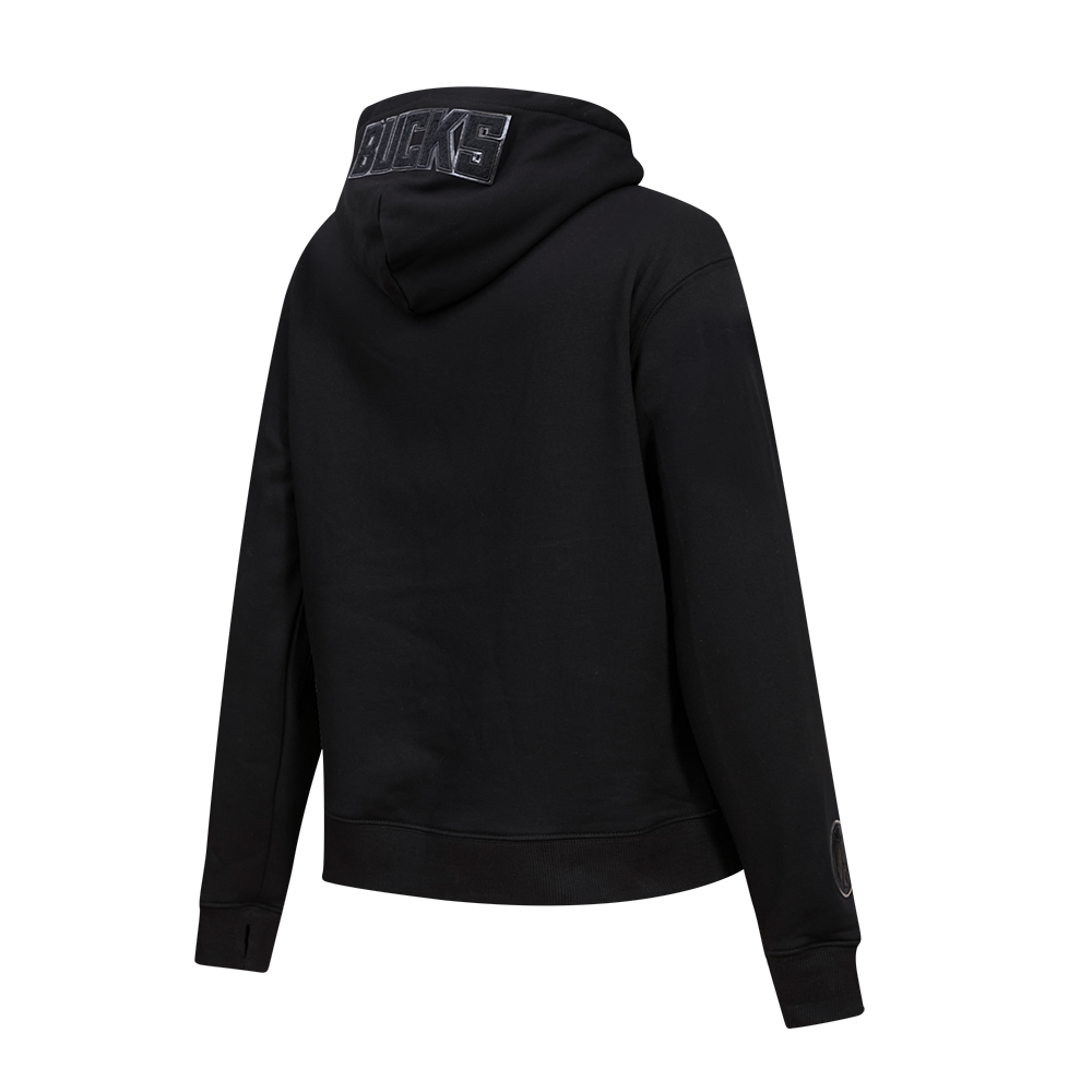 NBA MILWAUKEE BUCKS TRIPLE BLACK WOMEN'S PULLOVER HOODIE (TRIPLE BLACK)