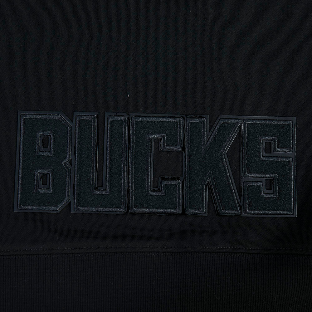 NBA MILWAUKEE BUCKS TRIPLE BLACK WOMEN'S FLC CROPPED PO HOODIE (TRIPLE BLACK)