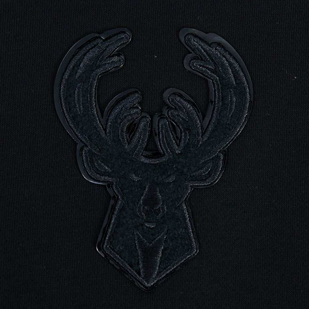 NBA MILWAUKEE BUCKS TRIPLE BLACK WOMEN'S FLC CROPPED PO HOODIE (TRIPLE BLACK)