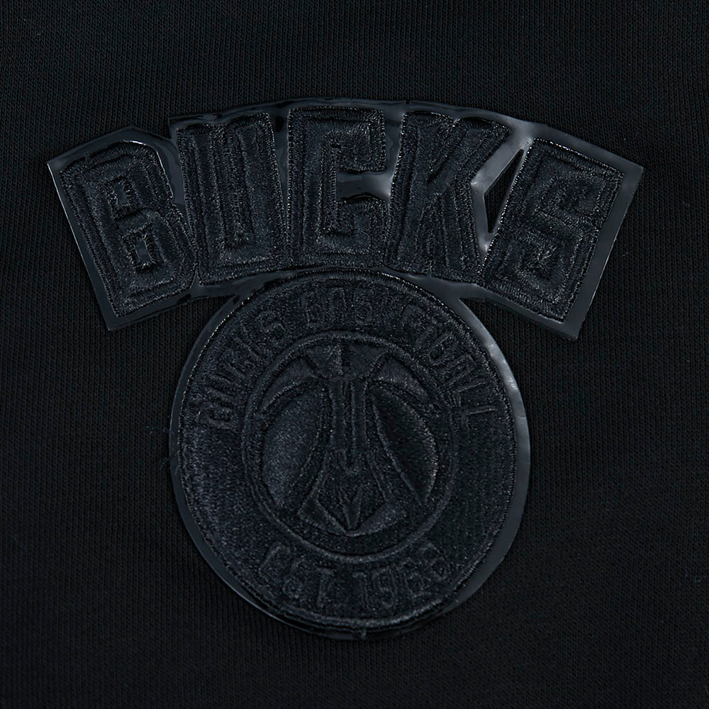 NBA MILWAUKEE BUCKS TRIPLE BLACK WOMEN'S FLC CROPPED PO HOODIE (TRIPLE BLACK)