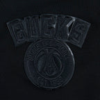 NBA MILWAUKEE BUCKS TRIPLE BLACK WOMEN'S FLC CROPPED PO HOODIE (TRIPLE BLACK)