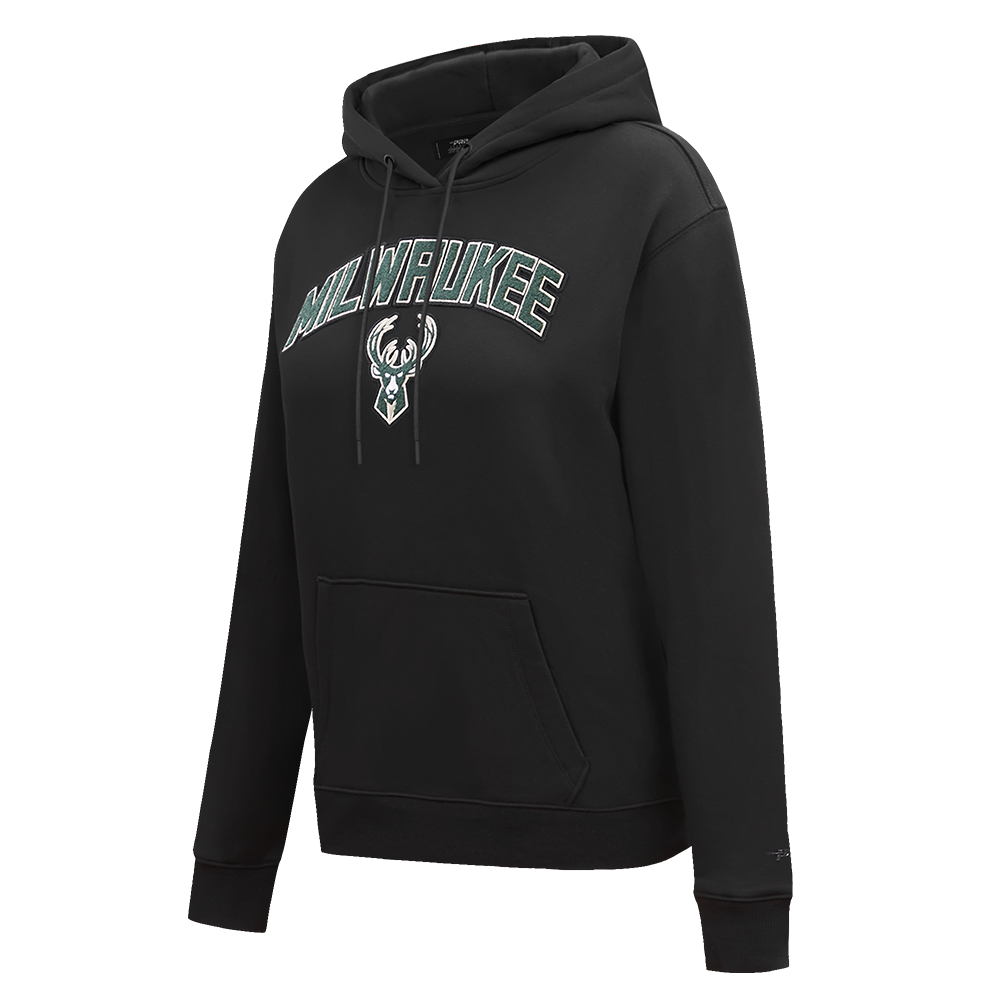 NBA MILWAUKEE BUCKS CLASSIC WOMEN'S PULLOVER HOODIE (BLACK)