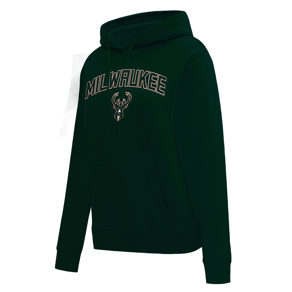 NBA MILWAUKEE BUCKS CLASSIC WOMEN'S PULLOVER HOODIE (FOREST GREEN)