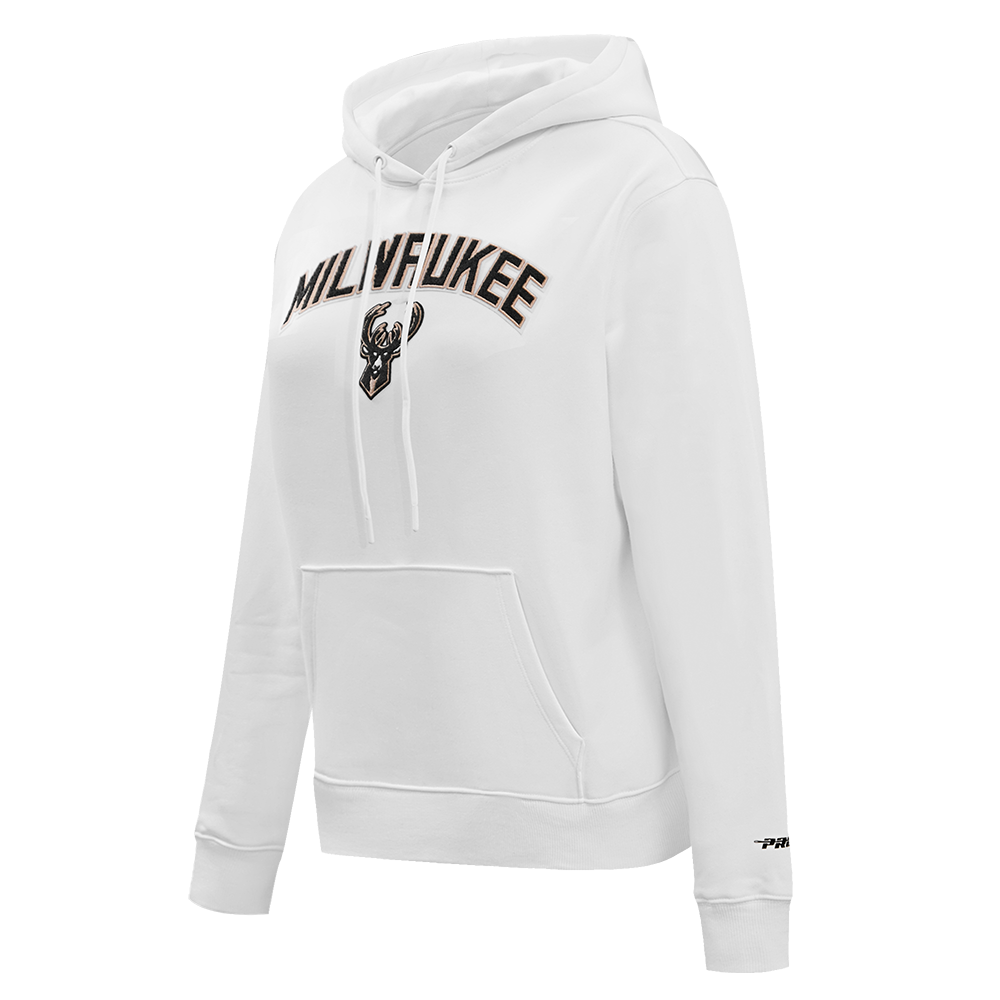 NBA MILWAUKEE BUCKS CLASSIC WOMEN'S PULLOVER HOODIE (WHITE)