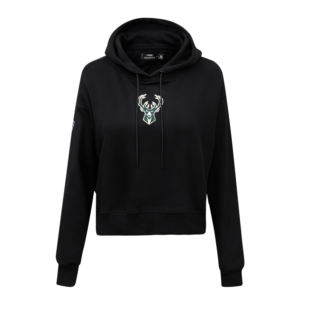NBA MILWAUKEE BUCKS CLASSIC CHANDAIL À CAPUCHON COURT POUR FEMME (NOIR)