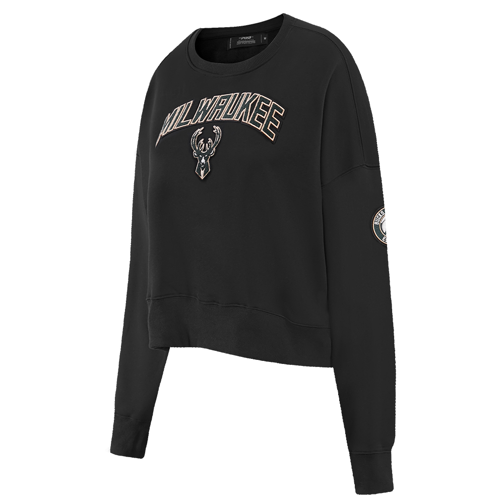 NBA MILWAUKEE BUCKS CLASSIC WOMEN'S CREWNECK (BLACK)