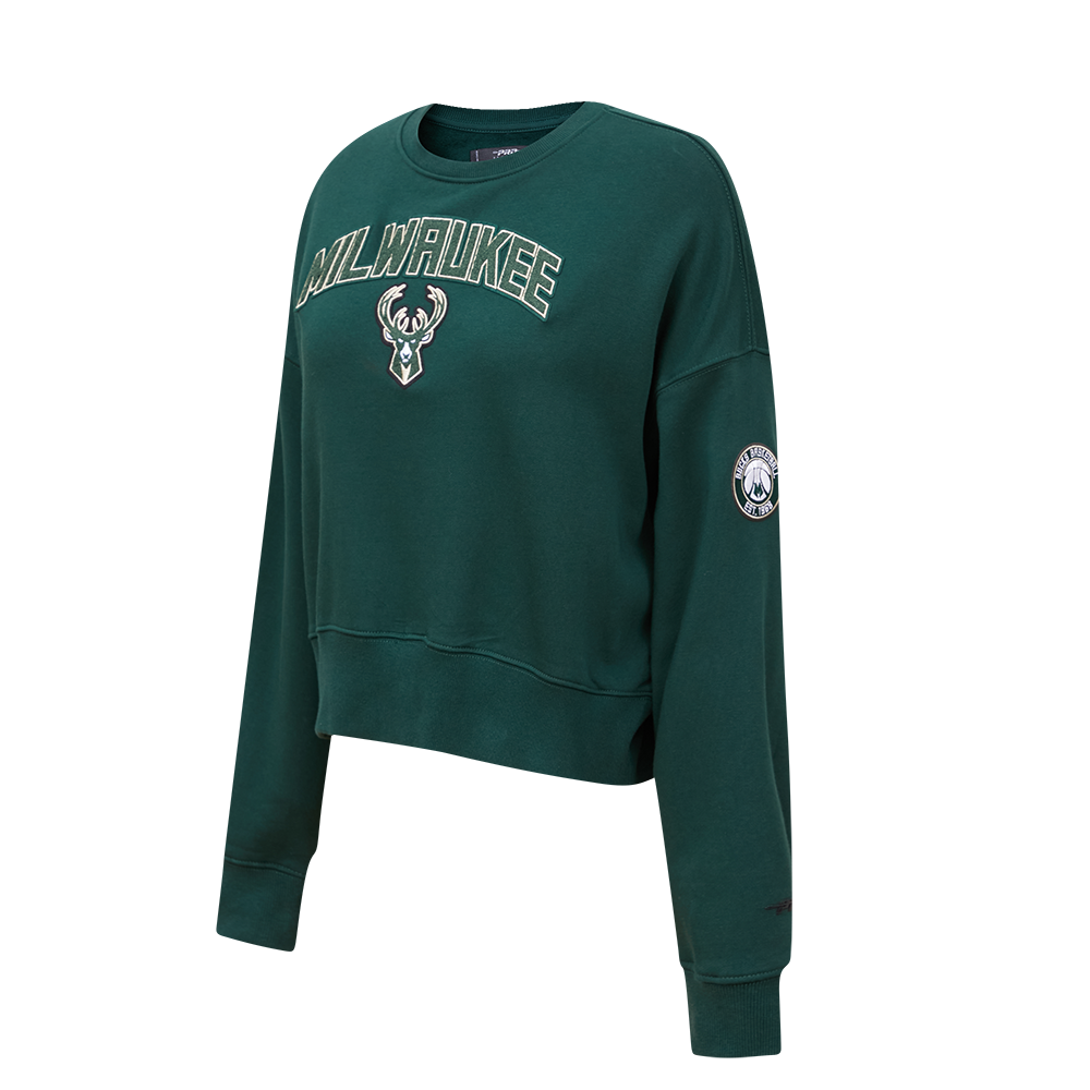 NBA MILWAUKEE BUCKS CLASSIC WOMEN'S CREWNECK (FOREST GREEN)