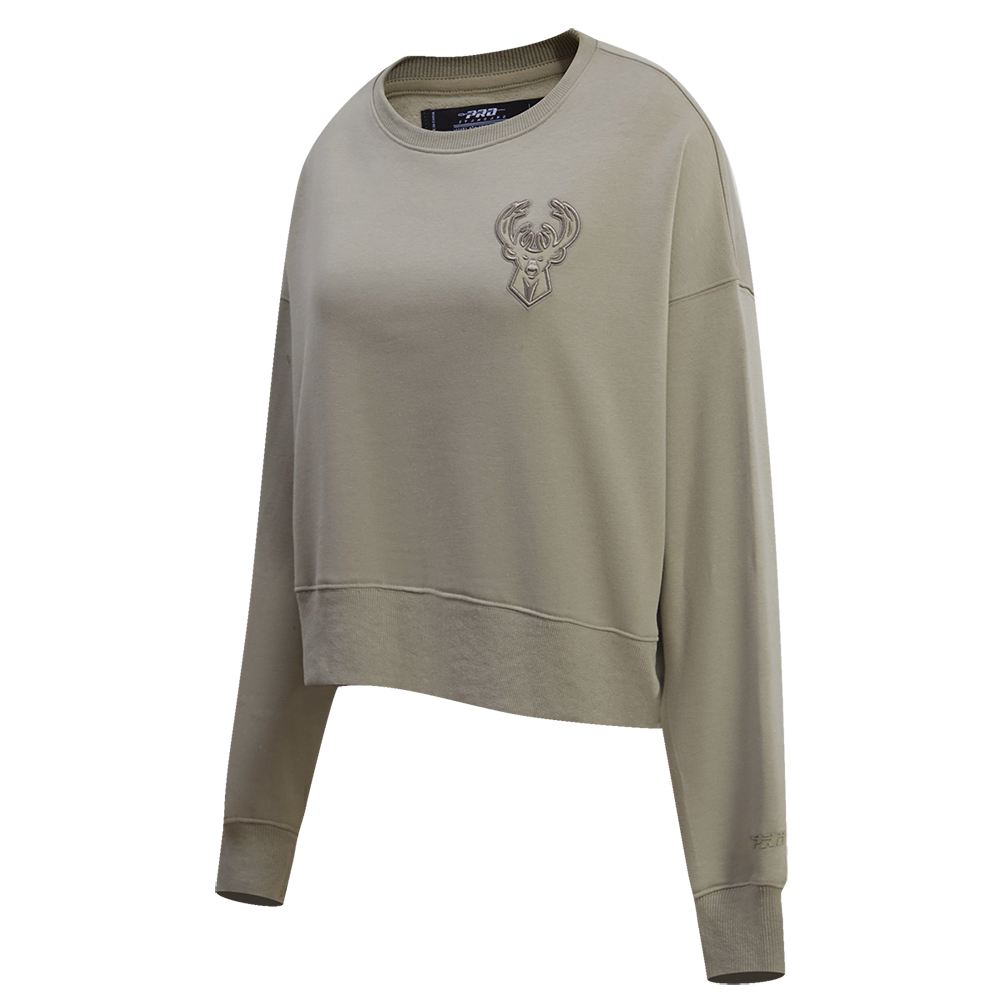 NBA MILWAUKEE BUCKS NEUTRAL WOMEN'S CREWNECK (TAUPE)
