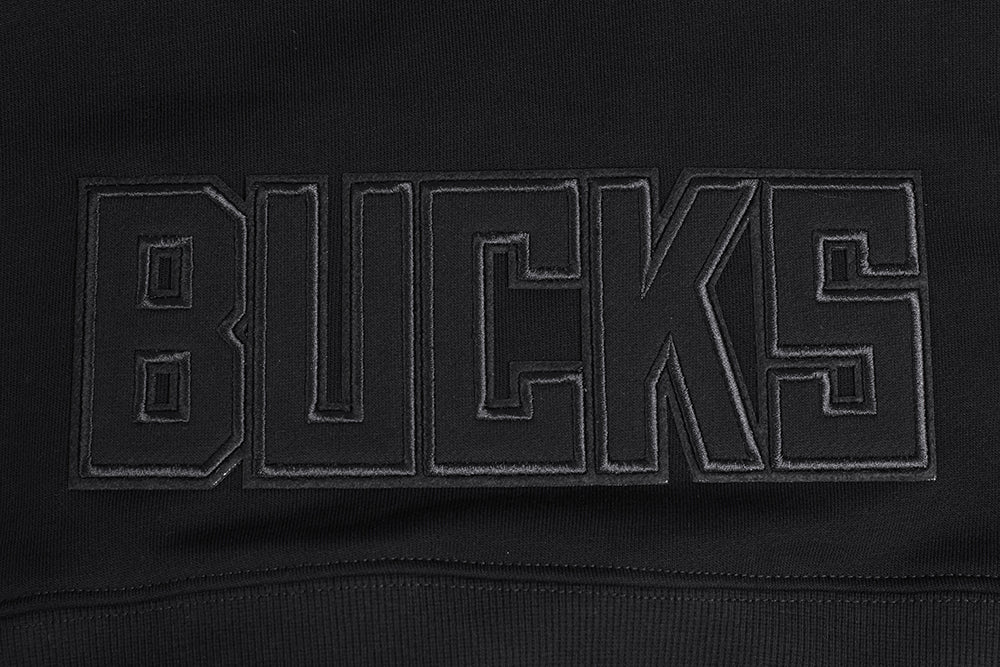 NBA MILWAUKEE BUCKS NEUTRAL WOMEN'S CROPPED PULLOVER HOODIE (BLACK)