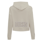 NBA MILWAUKEE BUCKS NEUTRAL WOMEN'S CROPPED PULLOVER HOODIE (TAUPE)