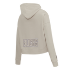 NBA MILWAUKEE BUCKS NEUTRAL WOMEN'S CROPPED PULLOVER HOODIE (TAUPE)