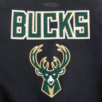NBA MILWAUKEE BUCKS RETRO CLASSIC BLOUSON COLLÉGIAL EN LAINE À BORDS CÔTELÉS POUR FEMME (NOIR)