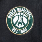 NBA MILWAUKEE BUCKS RETRO CLASSIC BLOUSON COLLÉGIAL EN LAINE À BORDS CÔTELÉS POUR FEMME (NOIR)