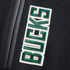 NBA MILWAUKEE BUCKS RETRO CLASSIC BLOUSON COLLÉGIAL EN LAINE À BORDS CÔTELÉS POUR FEMME (NOIR)