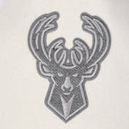 NBA MILWAUKEE BUCKS REVERSE FRENCH TERRY BLOUSON COLLÉGIAL EN LAINE POUR FEMME (NOIR/GRIS/COQUILLE D'ŒUF)