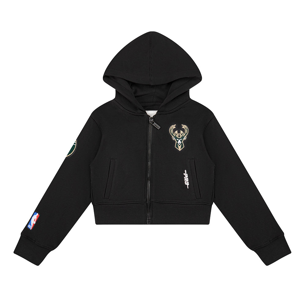 NBA MILWAUKEE BUCKS CLASSIC CHANDAIL À CAPUCHON EN MOLLETON À GLISSIÈRE POUR FILLE ENFANT (NOIR)