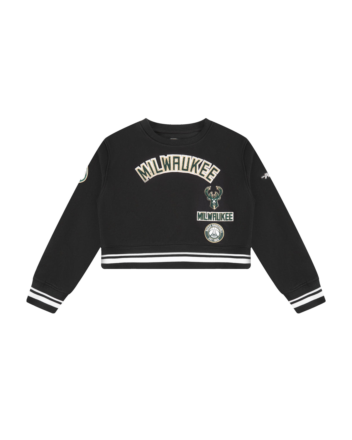 NBA MILWAUKEE BUCKS RETRO CLASSIC CHANDAIL À COL ROND EN MOLLETON CÔTELÉ POUR FILLE ENFANT (NOIR)