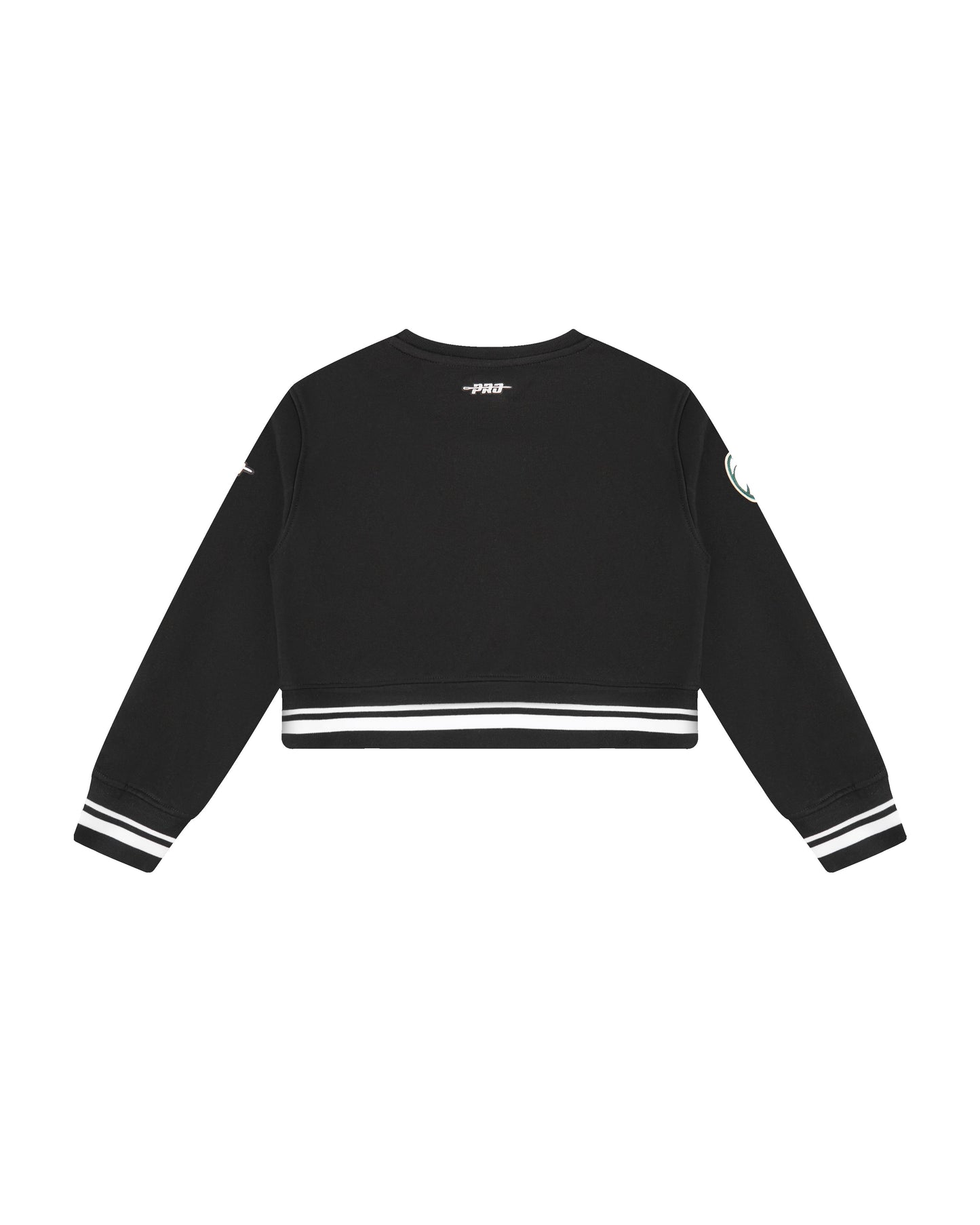 NBA MILWAUKEE BUCKS RETRO CLASSIC LITTLE GIRLS  RIB FLEECE CREWNECK (BLACK)