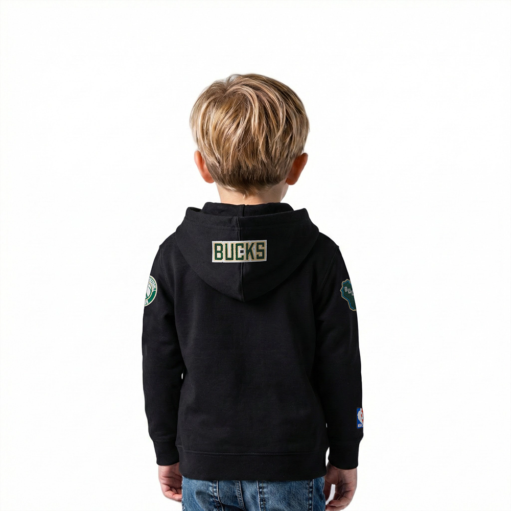 NBA MILWAUKEE BUCKS CLASSIC TODDLER BOYS FLEECE PULLOVER HOODIE (BLACK)
