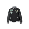 NBA MILWAUKEE BUCKS RETRO CLASSIC TODDLER BOY'S RIB WOOL VARSITY JACKET (BLACK)