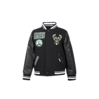 NBA MILWAUKEE BUCKS RETRO CLASSIC TODDLER BOY'S RIB WOOL VARSITY JACKET (BLACK)