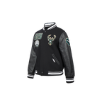 NBA MILWAUKEE BUCKS RETRO CLASSIC TODDLER BOY'S RIB WOOL VARSITY JACKET (BLACK)
