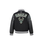 NBA MILWAUKEE BUCKS RETRO CLASSIC TODDLER BOY'S RIB WOOL VARSITY JACKET (BLACK)