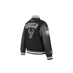 NBA MILWAUKEE BUCKS RETRO CLASSIC TODDLER BOY'S RIB WOOL VARSITY JACKET (BLACK)