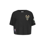 NBA MILWAUKEE BUCKS CLASSIC TODDLER GIRL'S SHORT SLEEVE BOXY TEE (BLACK)