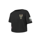 NBA MILWAUKEE BUCKS CLASSIC TODDLER GIRL'S SHORT SLEEVE BOXY TEE (BLACK)